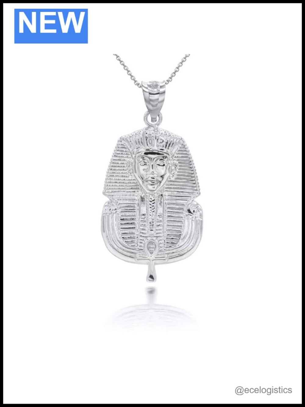 .925 Sterling Silver King Tut Pharaoh Pendant Necklace